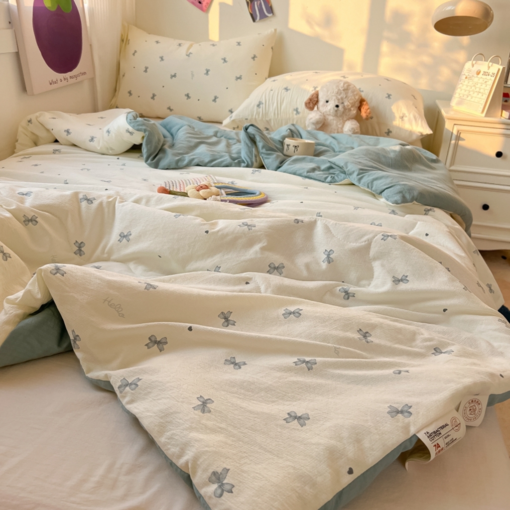 91家纺网 家纺一手货源 找家纺 韩巢家纺 2025新款A类云感双层纱夏被夏凉被空调被薄被子空调被 倾结