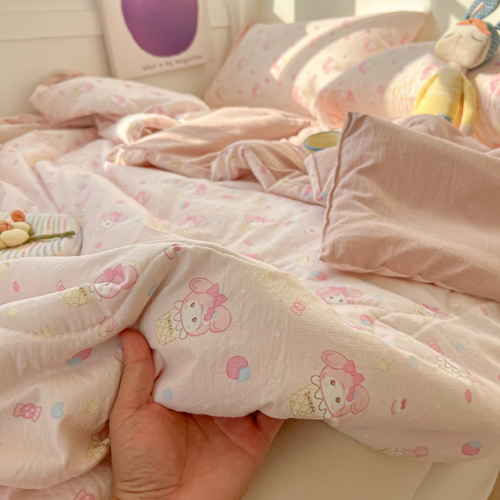 91家纺网 家纺一手货源 找家纺 韩巢家纺 2025新款A类云感双层纱夏被夏凉被空调被薄被子空调被 甜心兔