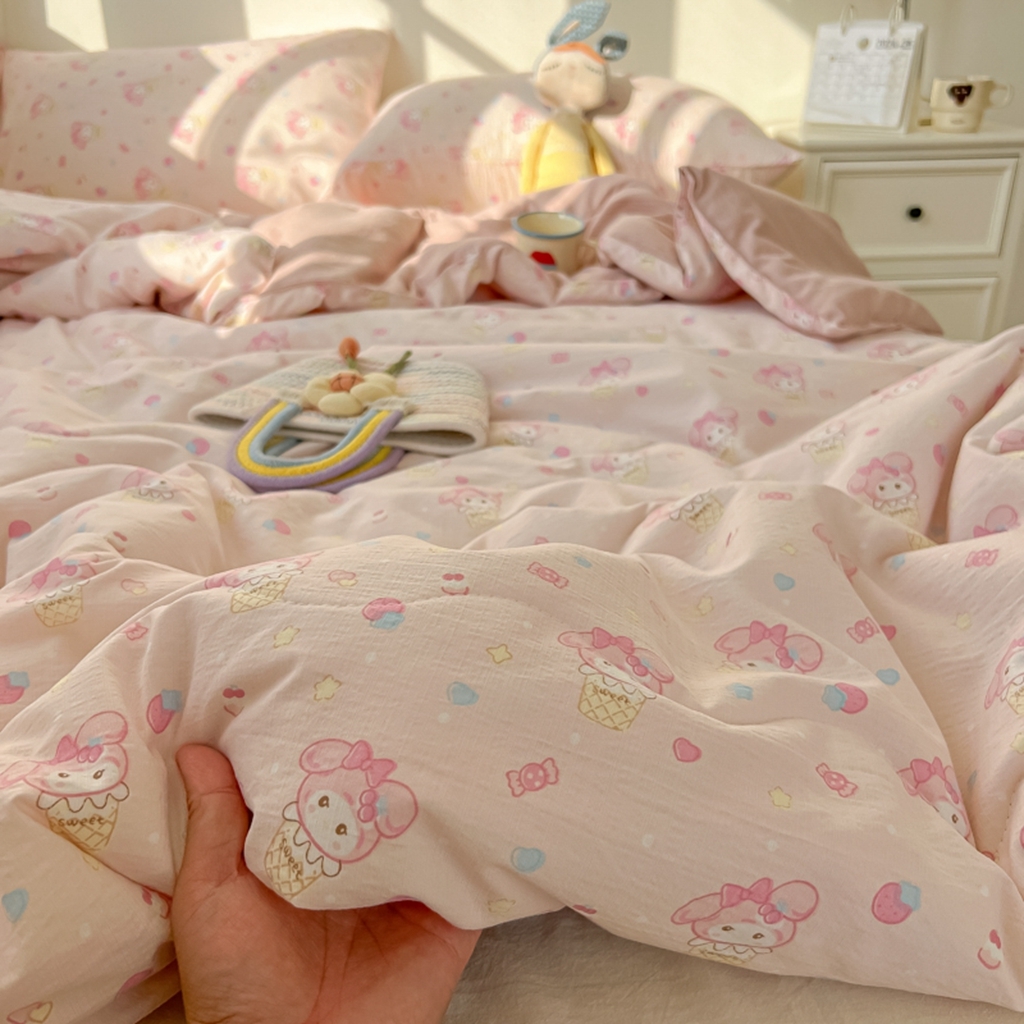 91家纺网 家纺一手货源 找家纺 韩巢家纺 2025新款A类云感双层纱夏被夏凉被空调被薄被子空调被 甜心兔