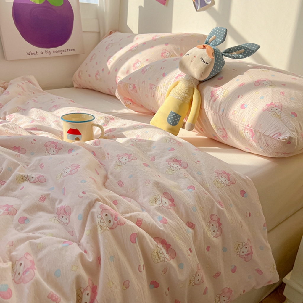 91家纺网 家纺一手货源 找家纺 韩巢家纺 2025新款A类云感双层纱夏被夏凉被空调被薄被子空调被 甜心兔