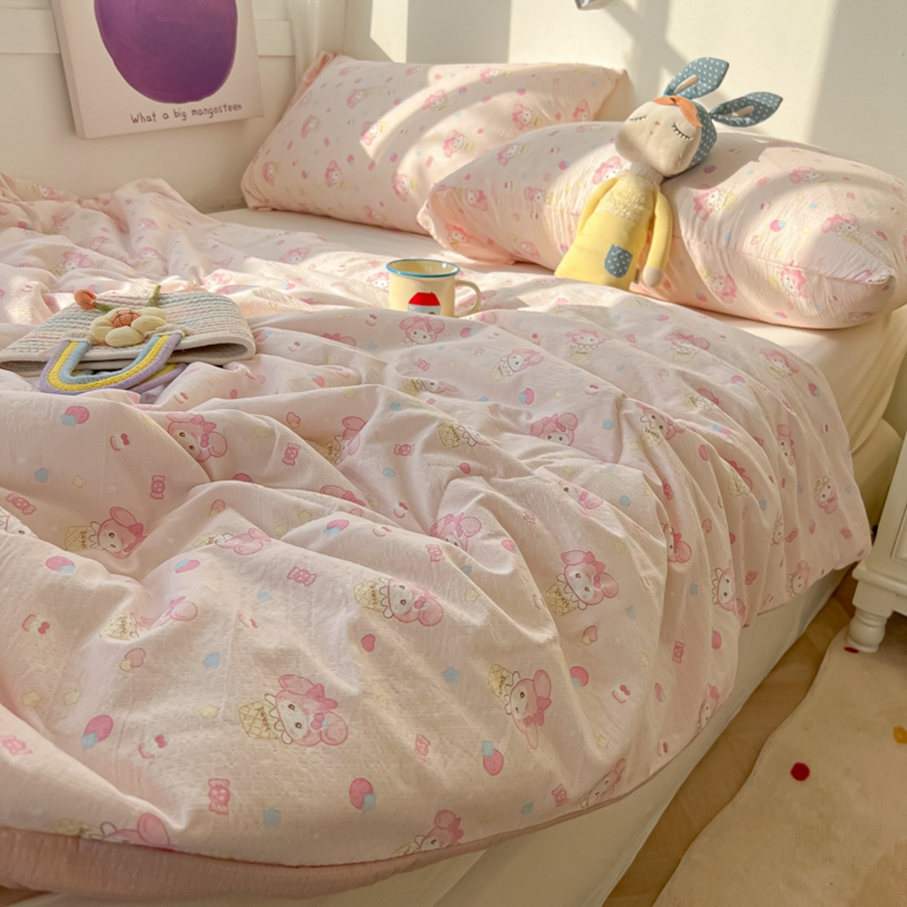 91家纺网 家纺一手货源 找家纺 韩巢家纺 2025新款A类云感双层纱夏被夏凉被空调被薄被子空调被 甜心兔