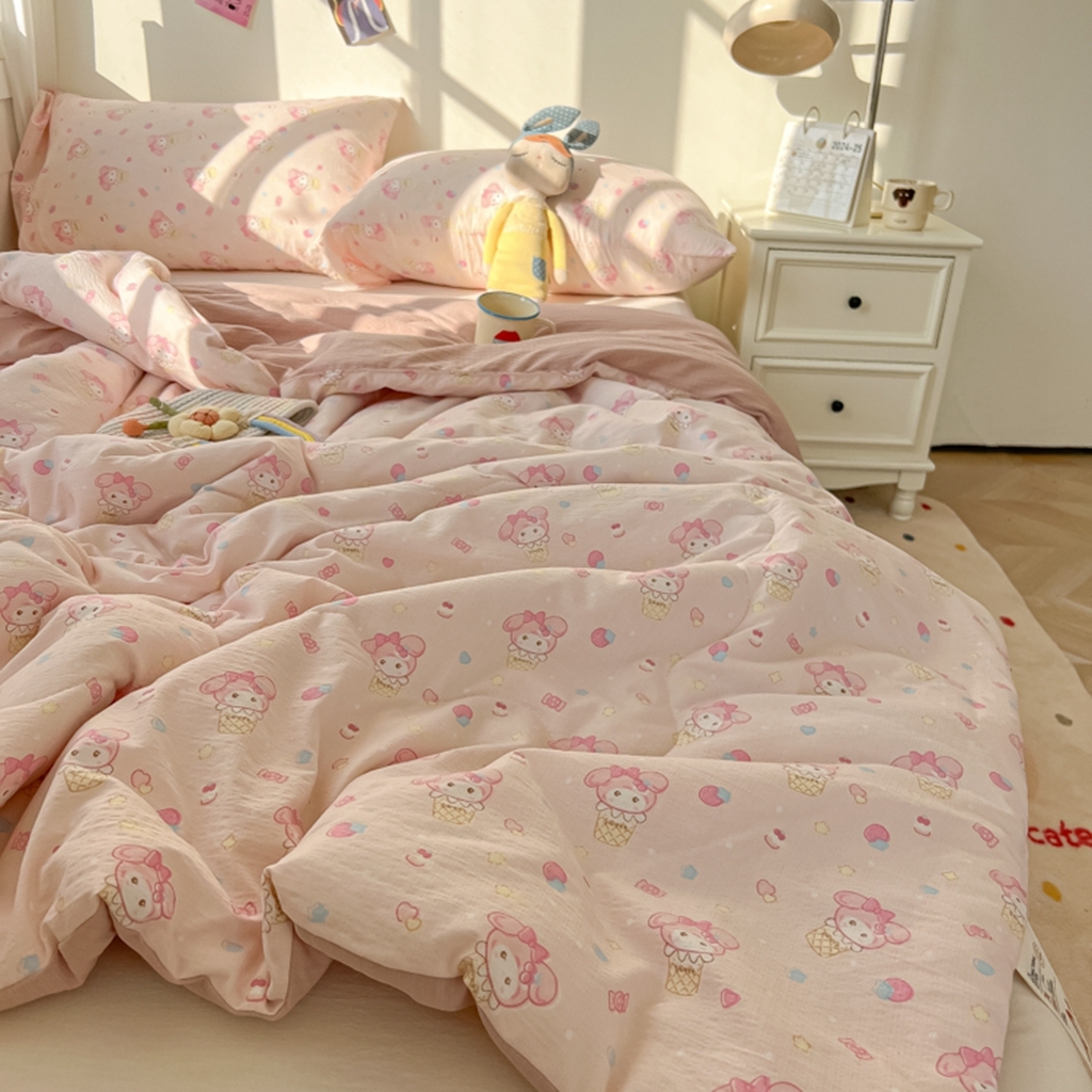 91家纺网 家纺一手货源 找家纺 韩巢家纺 2025新款A类云感双层纱夏被夏凉被空调被薄被子空调被 甜心兔