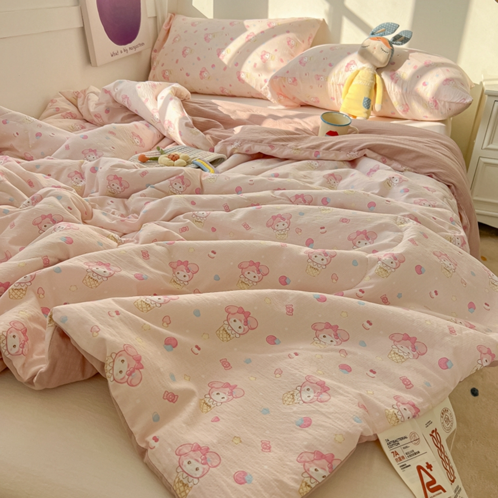 91家纺网 家纺一手货源 找家纺 韩巢家纺 2025新款A类云感双层纱夏被夏凉被空调被薄被子空调被 甜心兔