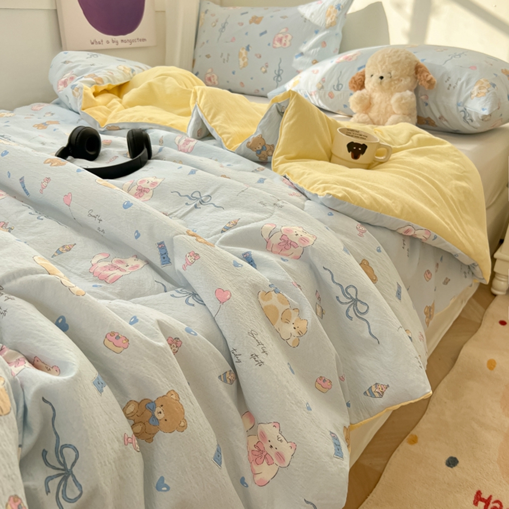 91家纺网 家纺一手货源 找家纺 韩巢家纺 2025新款A类云感双层纱夏被夏凉被空调被薄被子空调被 童话世界