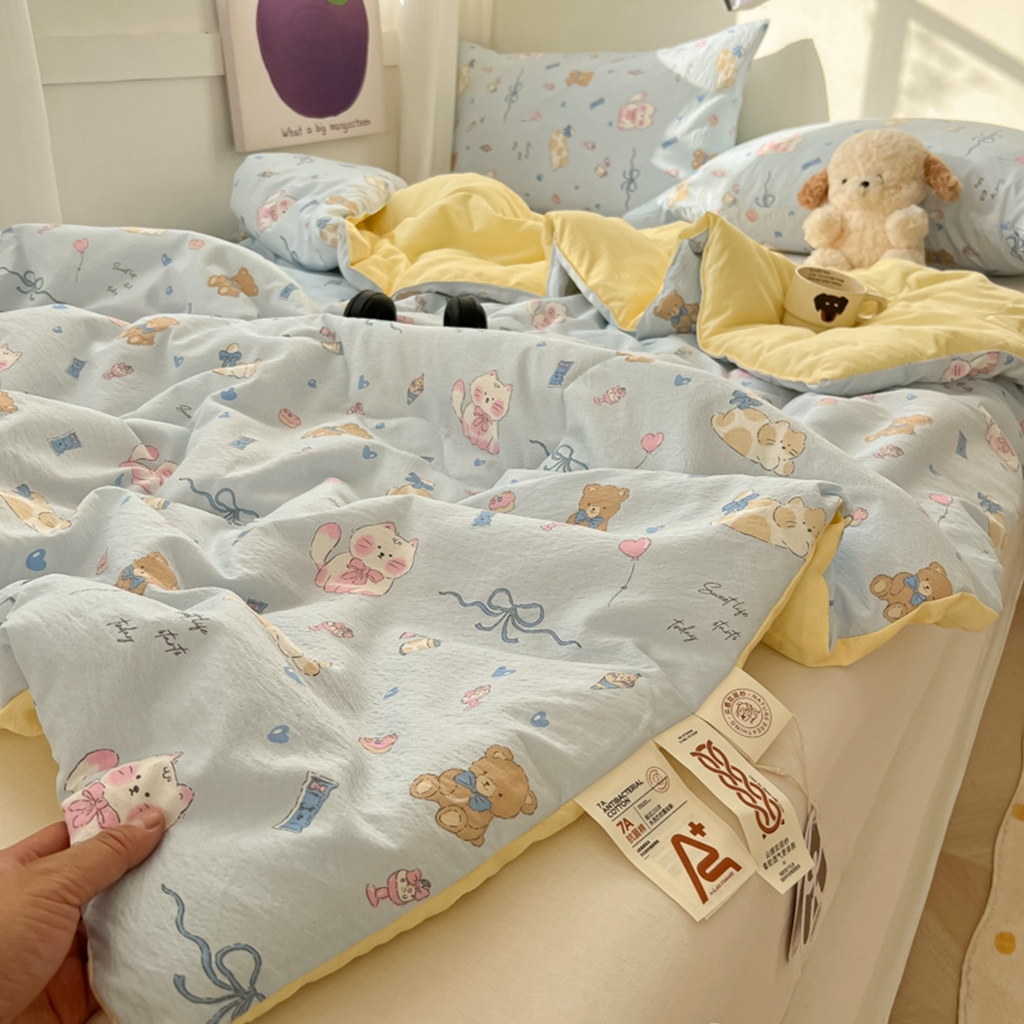 91家纺网 家纺一手货源 找家纺 韩巢家纺 2025新款A类云感双层纱夏被夏凉被空调被薄被子空调被 童话世界