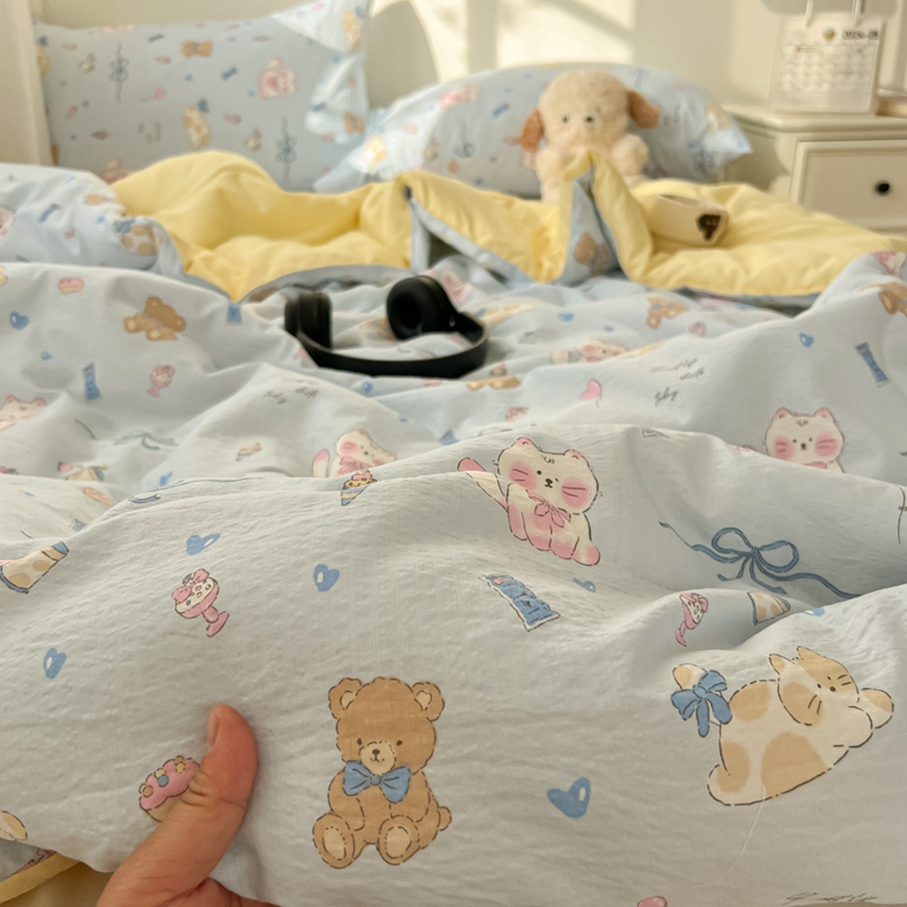 91家纺网 家纺一手货源 找家纺 韩巢家纺 2025新款A类云感双层纱夏被夏凉被空调被薄被子空调被 童话世界