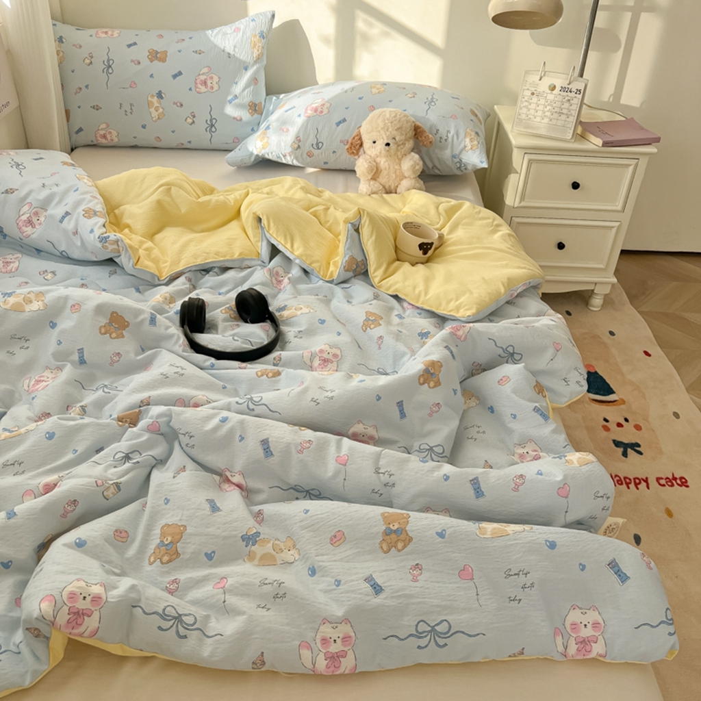 91家纺网 家纺一手货源 找家纺 韩巢家纺 2025新款A类云感双层纱夏被夏凉被空调被薄被子空调被 童话世界