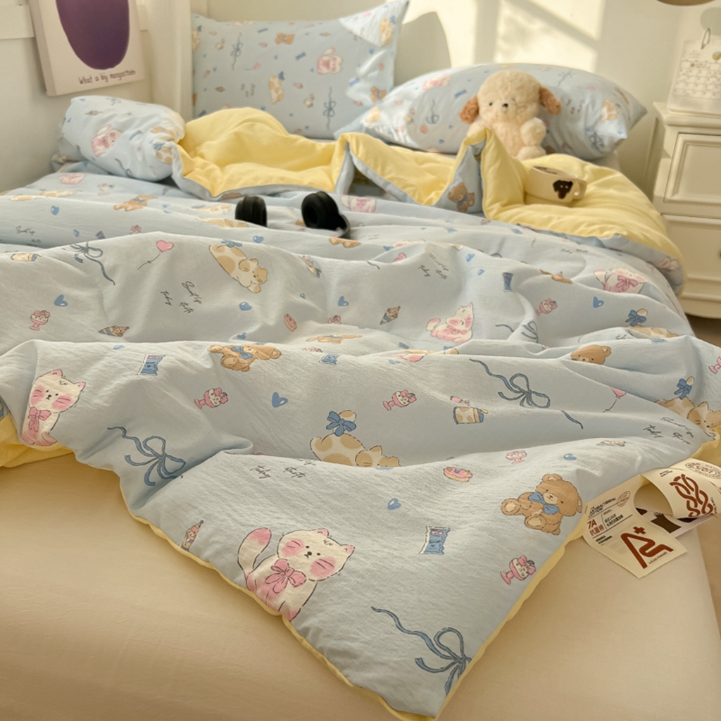 91家纺网 家纺一手货源 找家纺 韩巢家纺 2025新款A类云感双层纱夏被夏凉被空调被薄被子空调被 童话世界