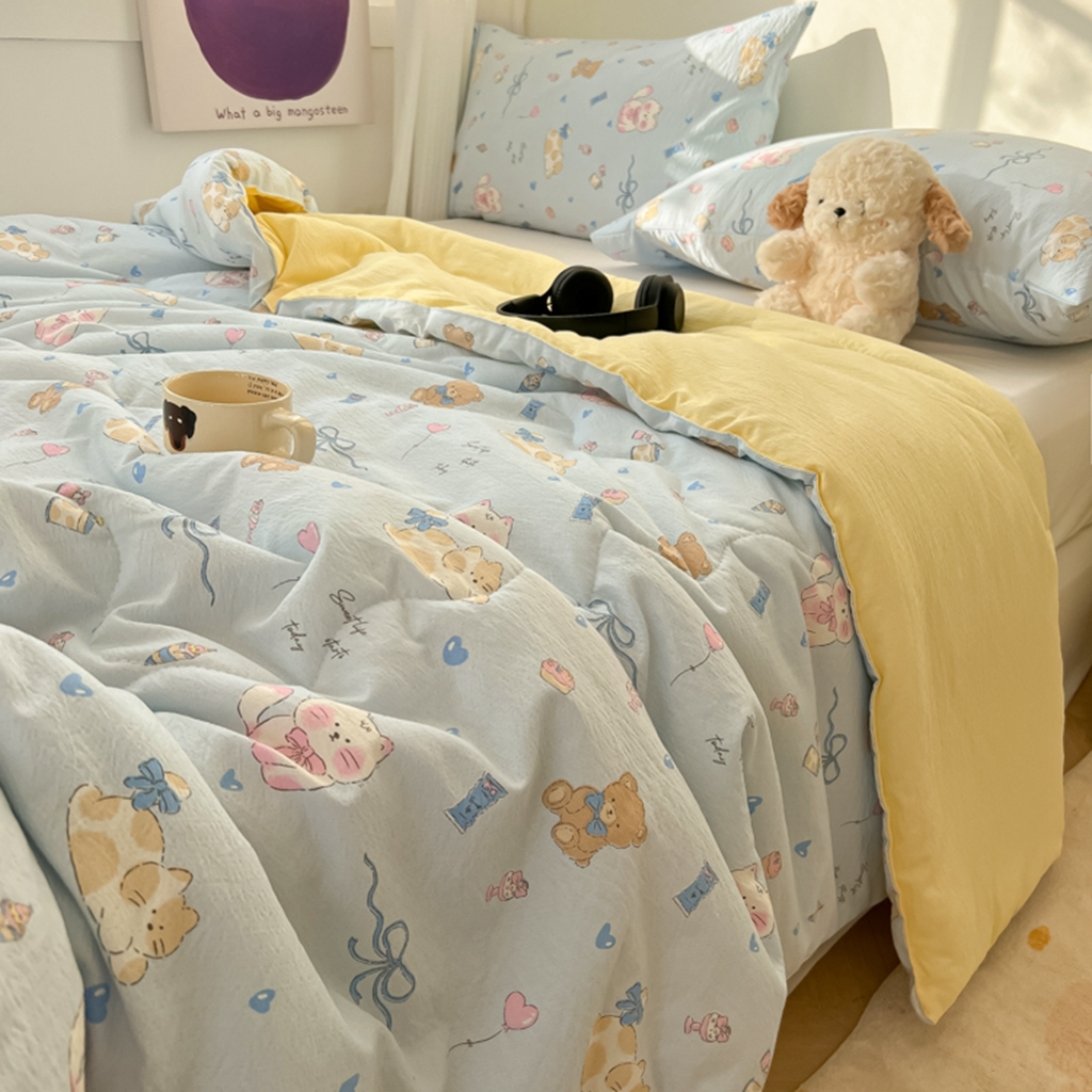 91家纺网 家纺一手货源 找家纺 韩巢家纺 2025新款A类云感双层纱夏被夏凉被空调被薄被子空调被 童话世界