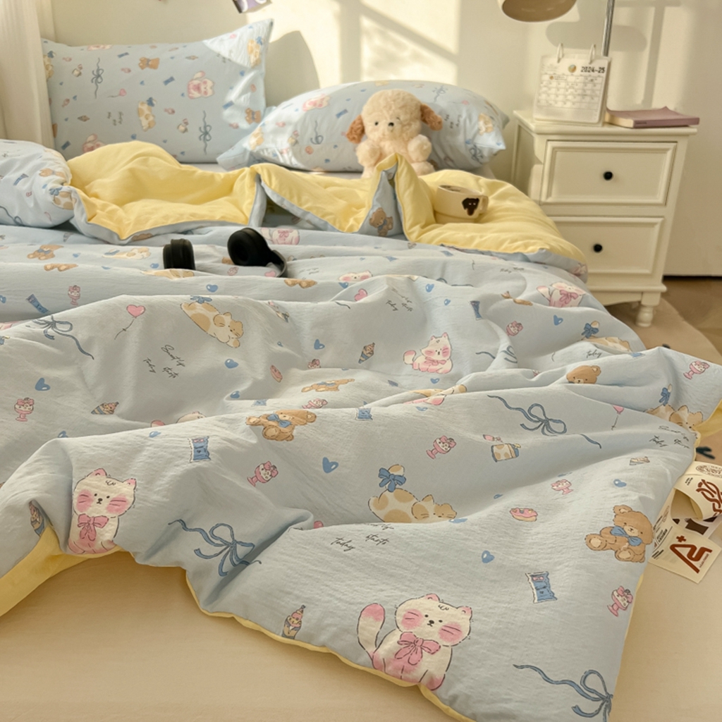 91家纺网 家纺一手货源 找家纺 韩巢家纺 2025新款A类云感双层纱夏被夏凉被空调被薄被子空调被 童话世界