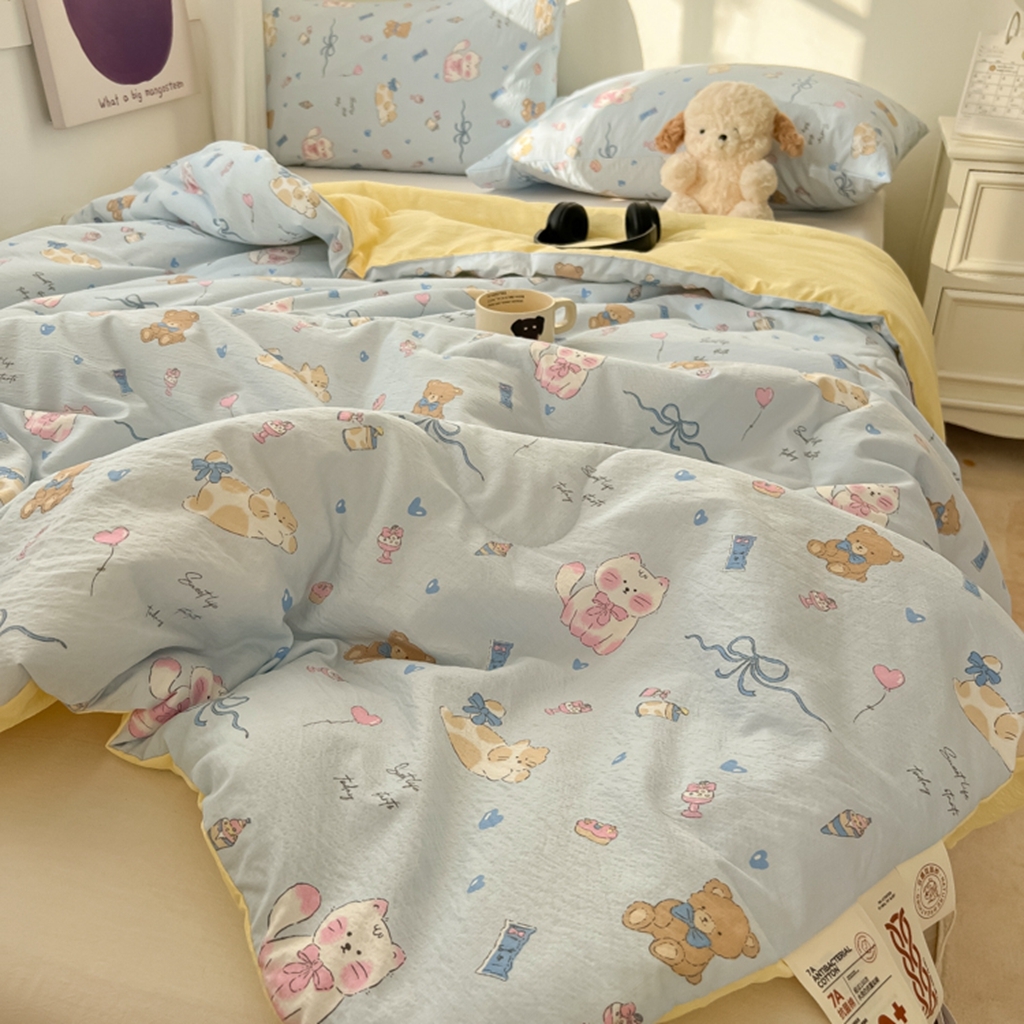 91家纺网 家纺一手货源 找家纺 韩巢家纺 2025新款A类云感双层纱夏被夏凉被空调被薄被子空调被 童话世界