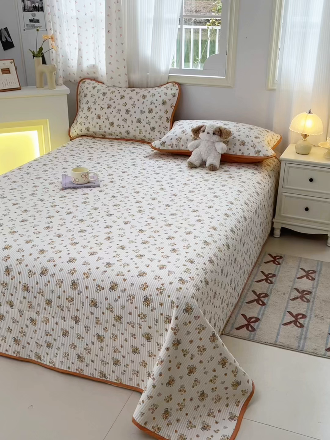 91家纺网 家纺一手货源 找家纺 （总）慕晨 2025新款酵素砂洗双面全棉纯棉棉花单床盖 床盖单件-场景一