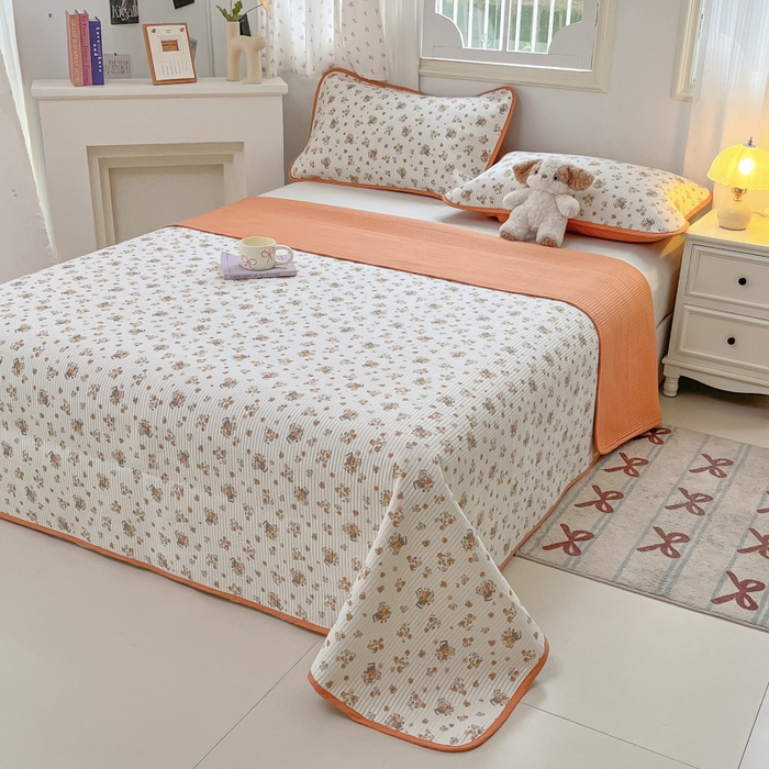 91家纺网 家纺一手货源 找家纺 （总）慕晨 2025新款酵素砂洗双面全棉纯棉棉花单床盖 床盖单件-场景一