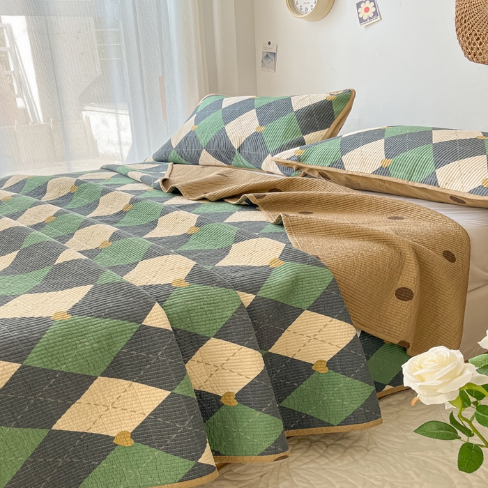 91家纺网 家纺一手货源 找家纺 慕晨 2025新款酵素砂洗双面全棉纯棉棉花单床盖 床盖单件-场景一 绅士风度