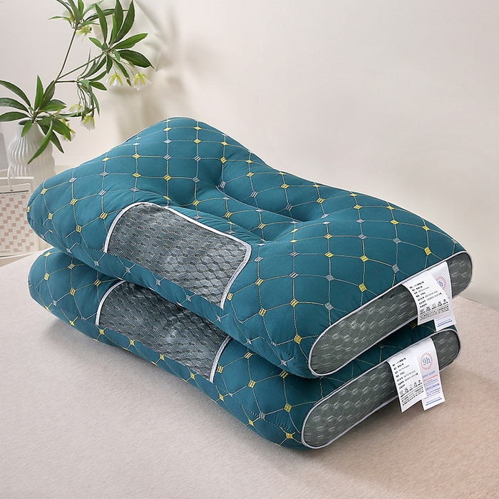 珍贝家纺 2025新款针织水立方舒适SPA枕枕头枕芯 满天星-蓝色 48*74cm/只-低枕