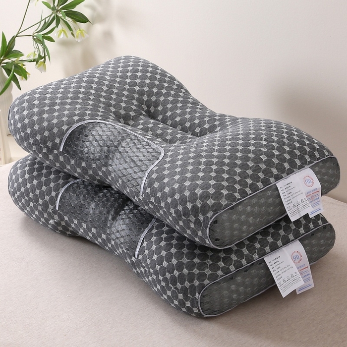 珍贝家纺 2025新款针织水立方舒适SPA枕枕头枕芯 针织水立方-黑色 48*74cm/对-中枕