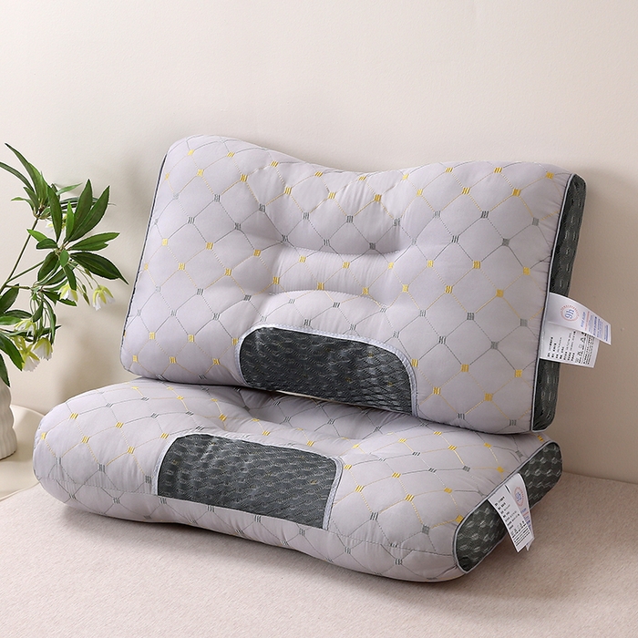 91家纺网 家纺一手货源 找家纺 珍贝家纺 2025新款针织水立方舒适SPA枕枕头枕芯 满天星-灰色 48*74cm/对-低枕