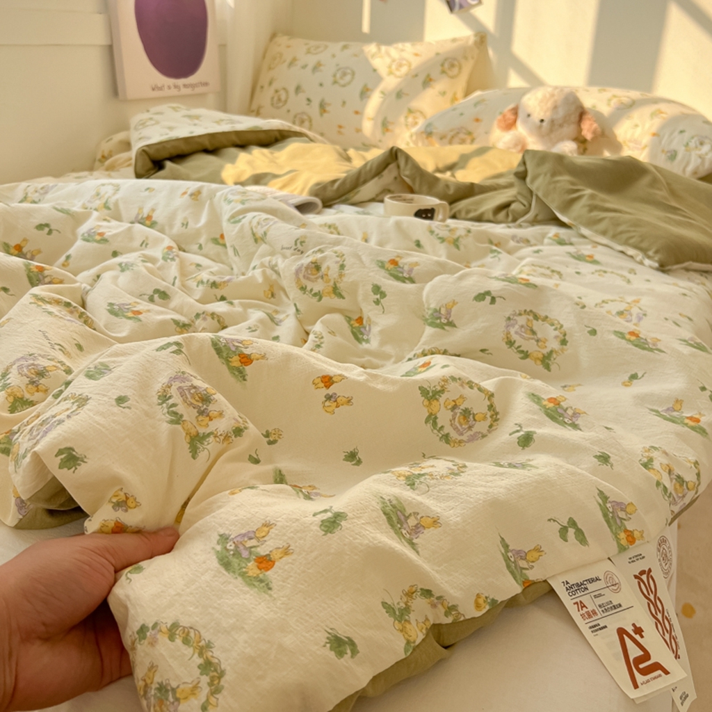 91家纺网 家纺一手货源 找家纺 韩巢家纺 2025新款A类云感双层纱夏被夏凉被空调被薄被子空调被 庄园兔