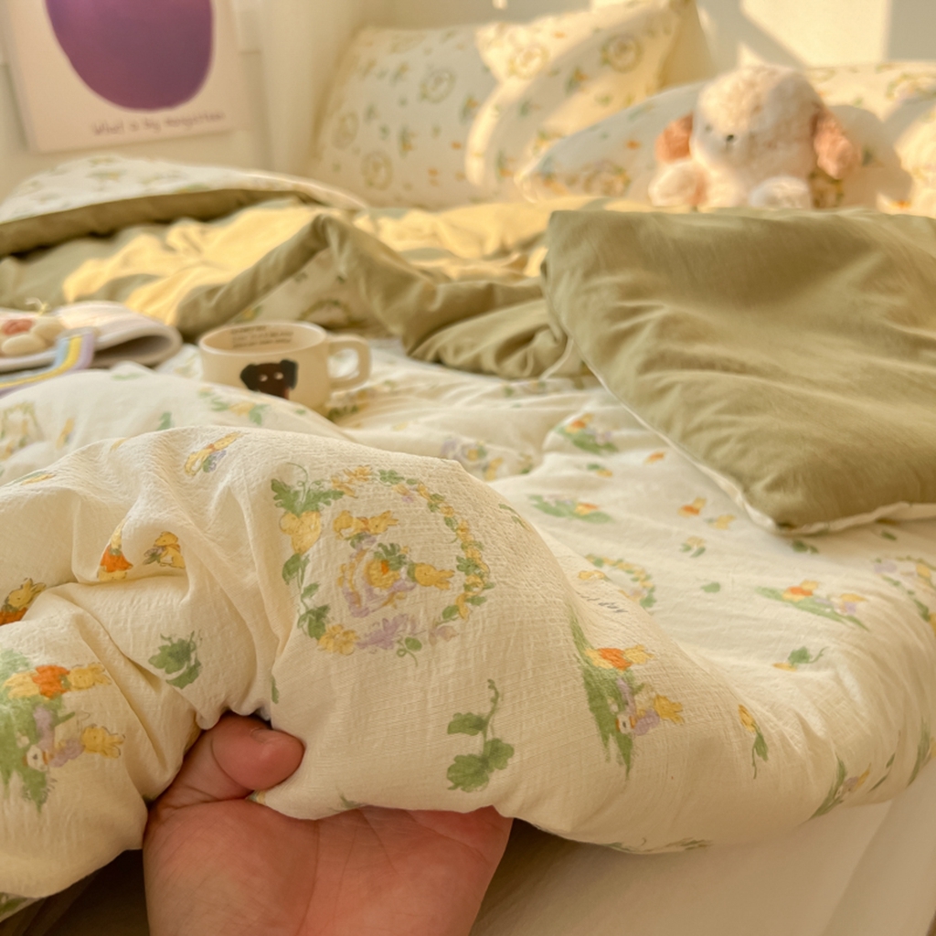 91家纺网 家纺一手货源 找家纺 韩巢家纺 2025新款A类云感双层纱夏被夏凉被空调被薄被子空调被 庄园兔