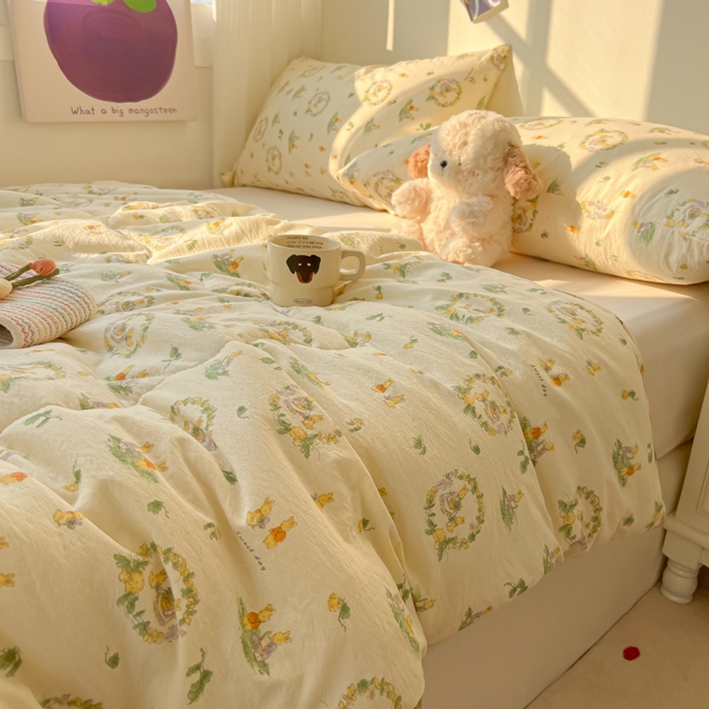 91家纺网 家纺一手货源 找家纺 韩巢家纺 2025新款A类云感双层纱夏被夏凉被空调被薄被子空调被 庄园兔