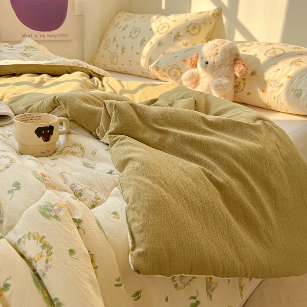 91家纺网 家纺一手货源 找家纺 韩巢家纺 2025新款A类云感双层纱夏被夏凉被空调被薄被子空调被 庄园兔