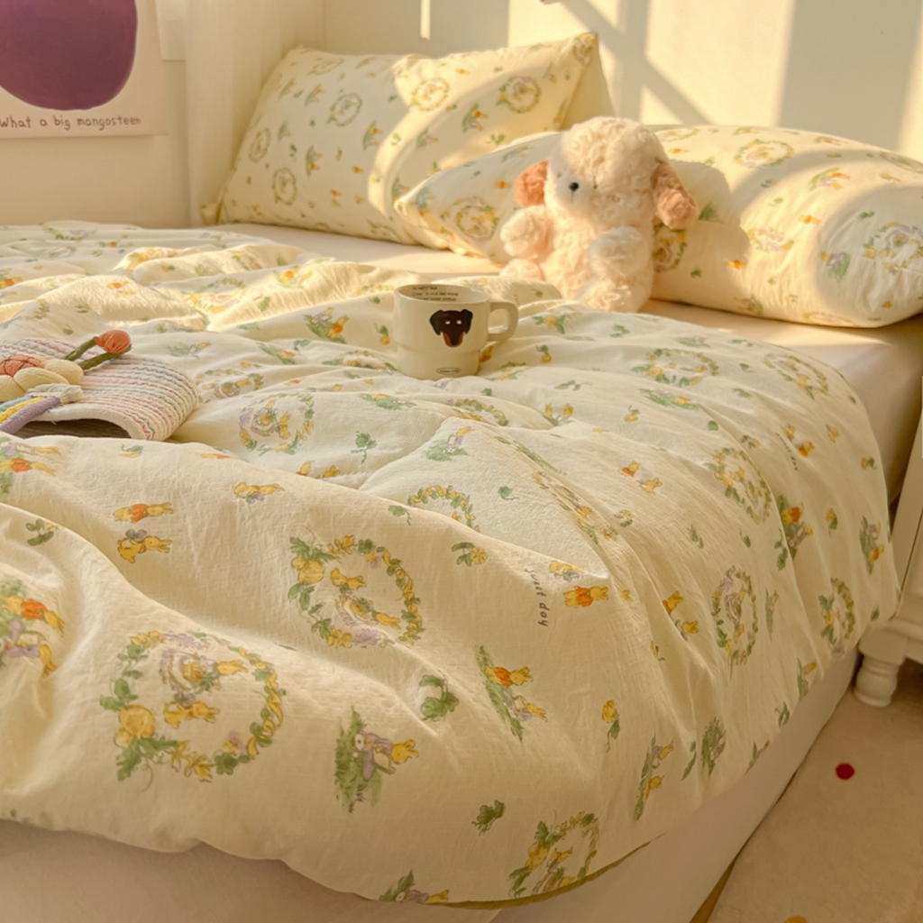 91家纺网 家纺一手货源 找家纺 韩巢家纺 2025新款A类云感双层纱夏被夏凉被空调被薄被子空调被 庄园兔