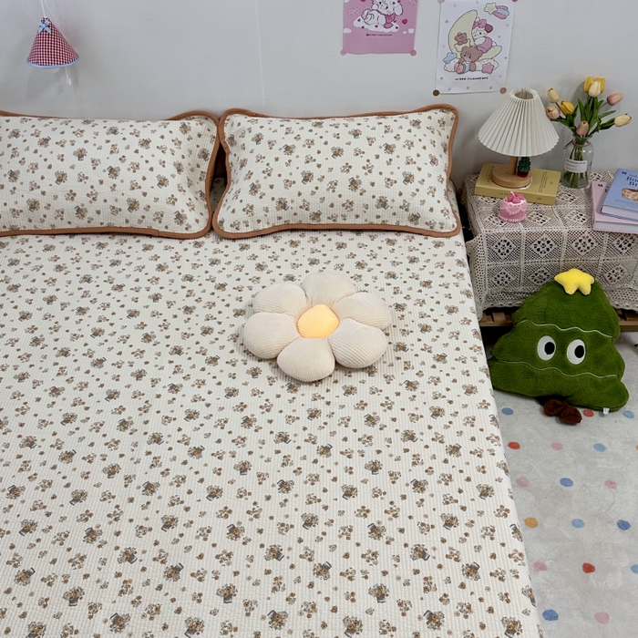 91家纺网 家纺一手货源 找家纺 慕晨 2025新款酵素砂洗双面全棉纯棉棉花单床盖 床盖单件-场景二 橘色佳人