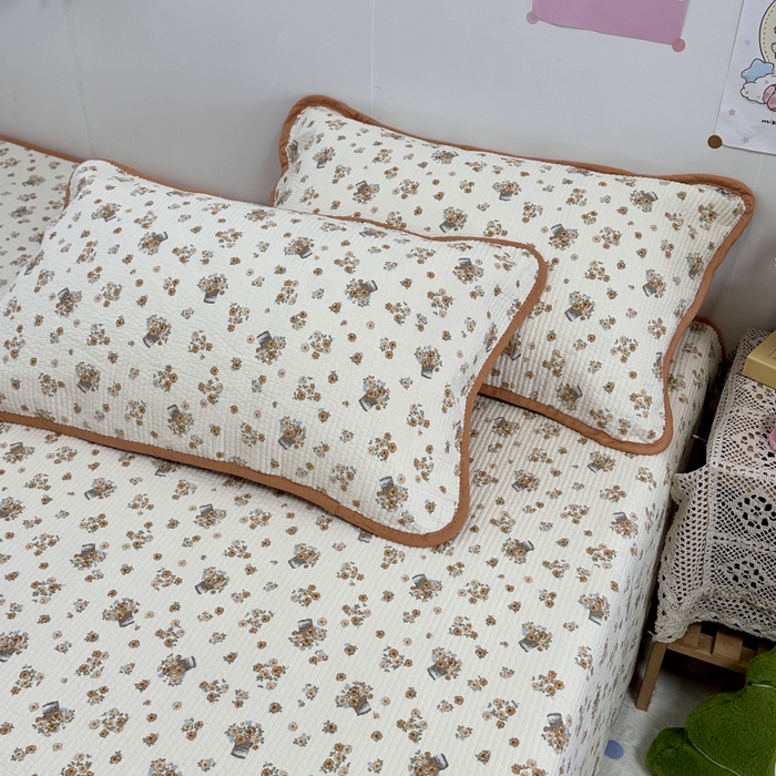 91家纺网 家纺一手货源 找家纺 慕晨 2025新款酵素砂洗双面全棉纯棉棉花单床盖 床盖单件-场景二 橘色佳人