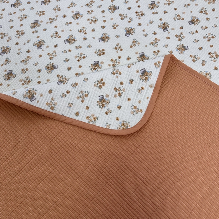 91家纺网 家纺一手货源 找家纺 慕晨 2025新款酵素砂洗双面全棉纯棉棉花单床盖 床盖单件-场景二 橘色佳人