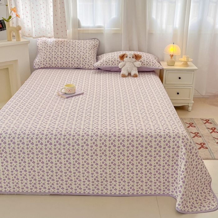 91家纺网 家纺一手货源 找家纺 慕晨 2025新款酵素砂洗双面全棉纯棉棉花单床盖 床盖单件-场景一 丁香花