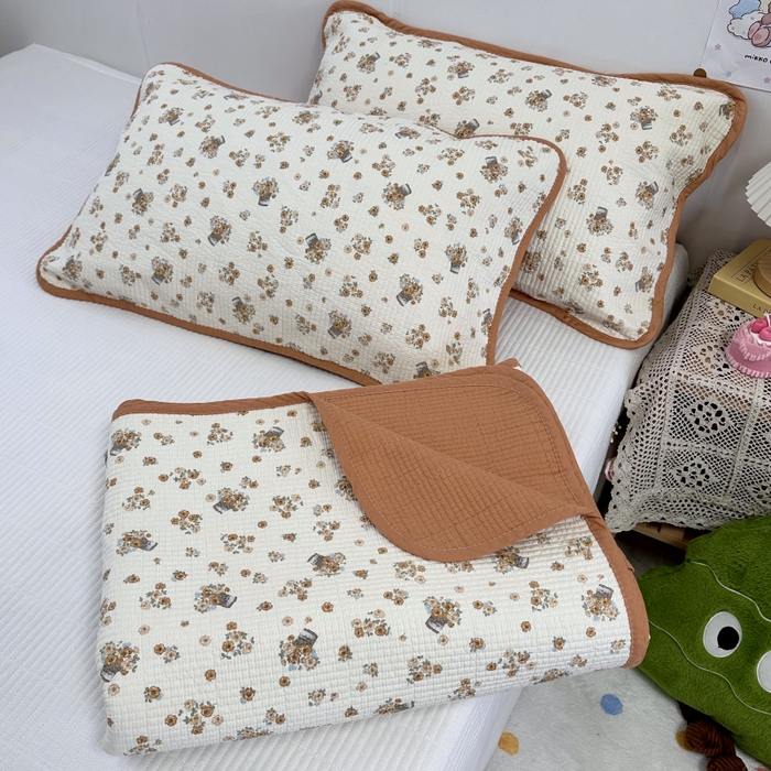 91家纺网 家纺一手货源 找家纺 慕晨 2025新款酵素砂洗双面全棉纯棉棉花单床盖 床盖单件-场景二 橘色佳人