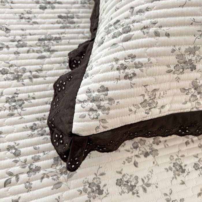 91家纺网 家纺一手货源 找家纺 柠馨 2025新款全棉纯棉印花花边床盖四件套-随心配系列 素颜幽兰