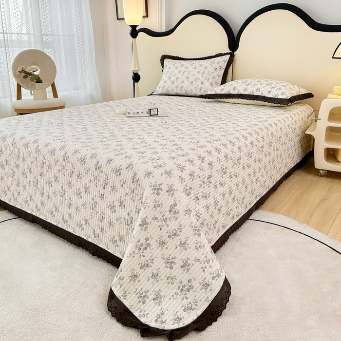 91家纺网 家纺一手货源 找家纺 柠馨 2025新款全棉纯棉印花花边床盖四件套-随心配系列 素颜幽兰