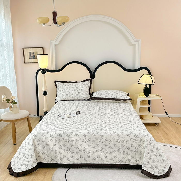 91家纺网 家纺一手货源 找家纺 柠馨 2025新款全棉纯棉印花花边床盖四件套-随心配系列 素颜幽兰