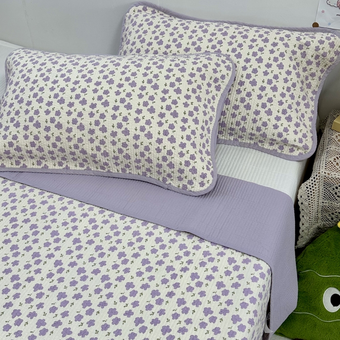 91家纺网 家纺一手货源 找家纺 慕晨 2025新款酵素砂洗双面全棉纯棉棉花单床盖 床盖单件-场景二 丁香花