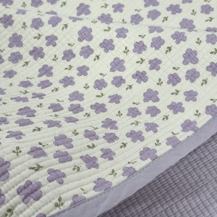 91家纺网 家纺一手货源 找家纺 慕晨 2025新款酵素砂洗双面全棉纯棉棉花单床盖 床盖单件-场景二 丁香花