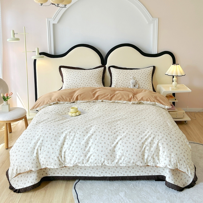 柠馨 2025新款全棉纯棉印花花边床盖四件套-随心配系列 馥郁