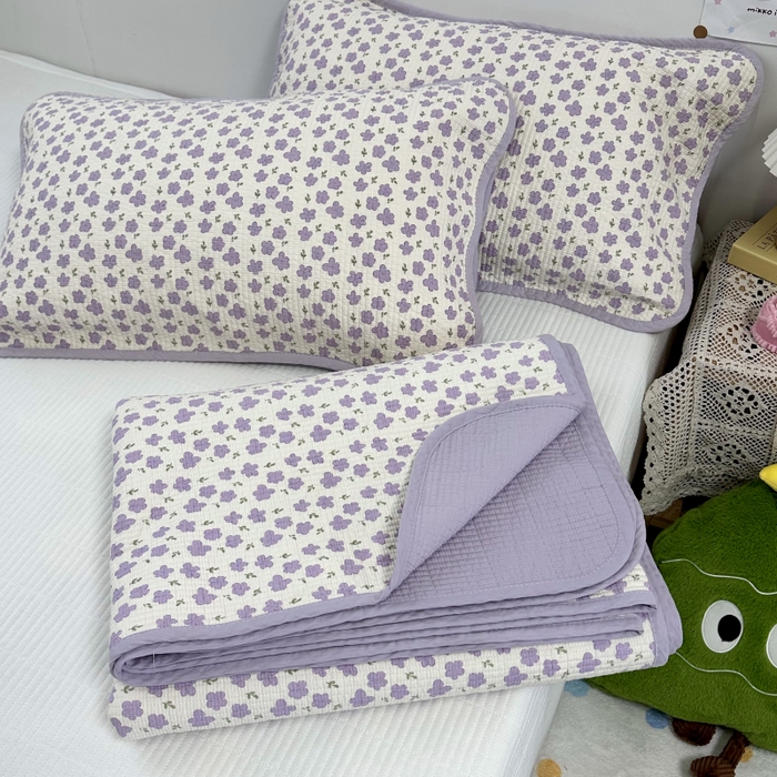 91家纺网 家纺一手货源 找家纺 慕晨 2025新款酵素砂洗双面全棉纯棉棉花单床盖 床盖单件-场景二 丁香花