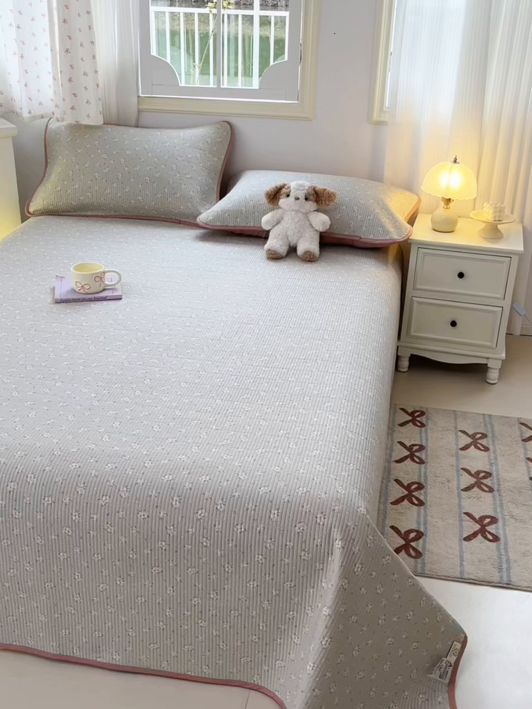 91家纺网 家纺一手货源 找家纺 慕晨 2025新款酵素砂洗双面全棉纯棉棉花单床盖 床盖单件-场景一 芳华