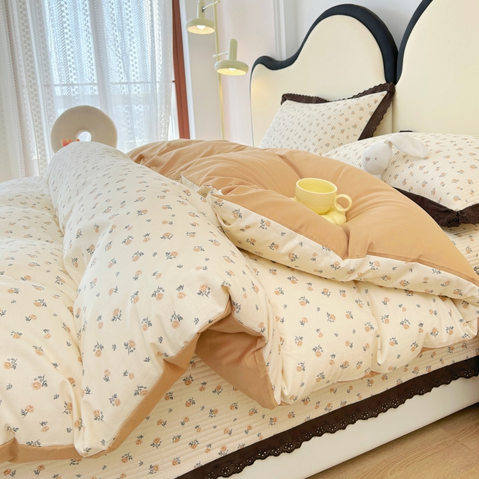 91家纺网 家纺一手货源 找家纺 柠馨 2025新款全棉纯棉印花花边床盖四件套-随心配系列 馥郁