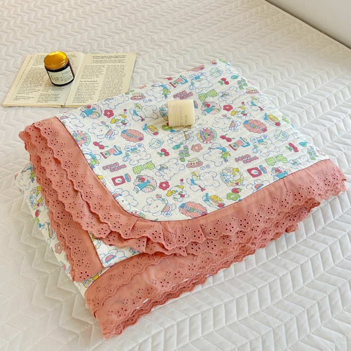 91家纺网 家纺一手货源 找家纺 柠馨 2025新款全棉纯棉印花花边床盖四件套-随心配系列 枝枝桃桃