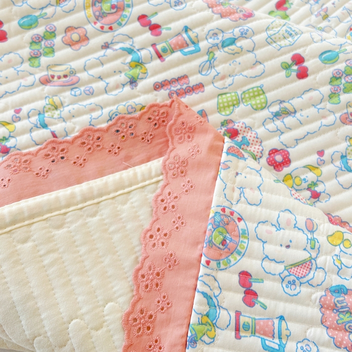 91家纺网 家纺一手货源 找家纺 柠馨 2025新款全棉纯棉印花花边床盖四件套-随心配系列 枝枝桃桃