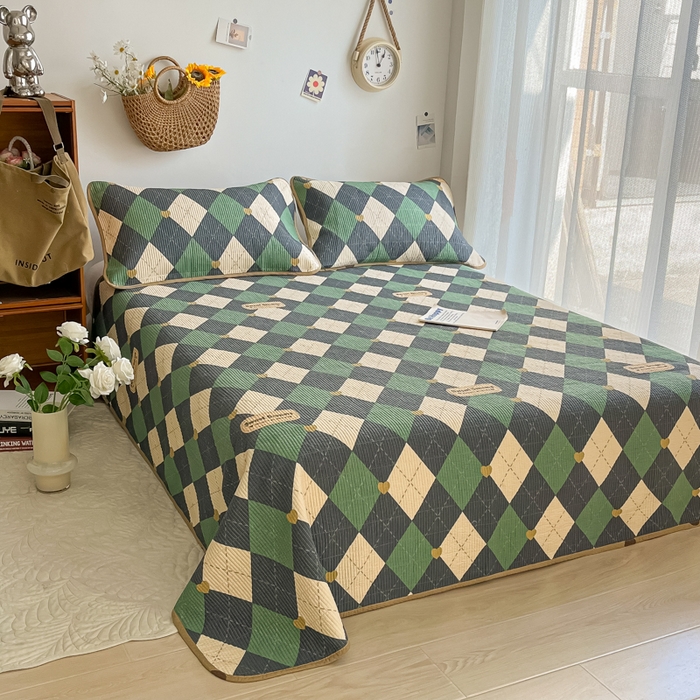 91家纺网 家纺一手货源 找家纺 慕晨 2025新款酵素砂洗双面全棉纯棉棉花单床盖 床盖单件-场景一 绅士风度