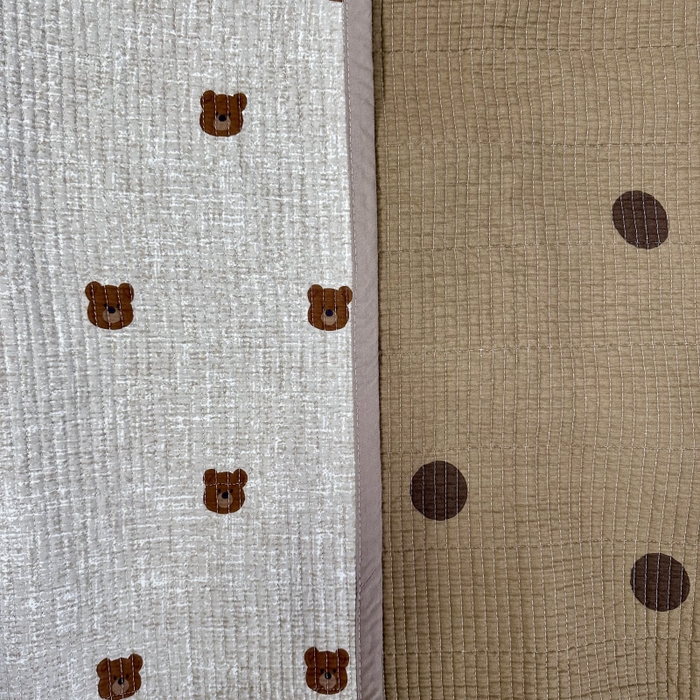 91家纺网 家纺一手货源 找家纺 慕晨 2025新款酵素砂洗双面全棉纯棉棉花单床盖 床盖单件-场景二 美拉德小熊