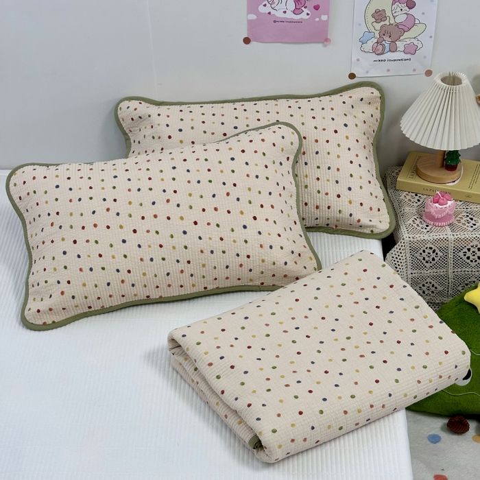 91家纺网 家纺一手货源 找家纺 慕晨 2025新款酵素砂洗双面全棉纯棉棉花单床盖 床盖单件-场景二 童话波点