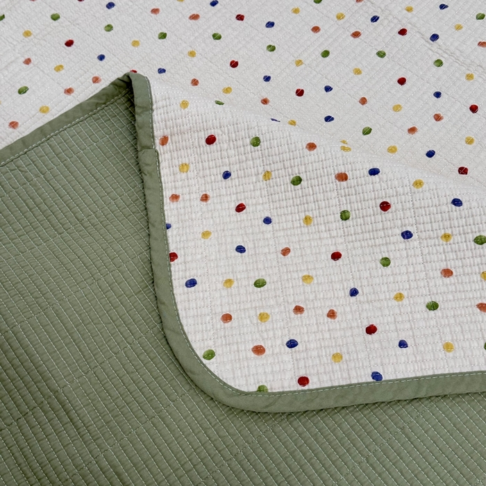 91家纺网 家纺一手货源 找家纺 慕晨 2025新款酵素砂洗双面全棉纯棉棉花单床盖 床盖单件-场景二 童话波点