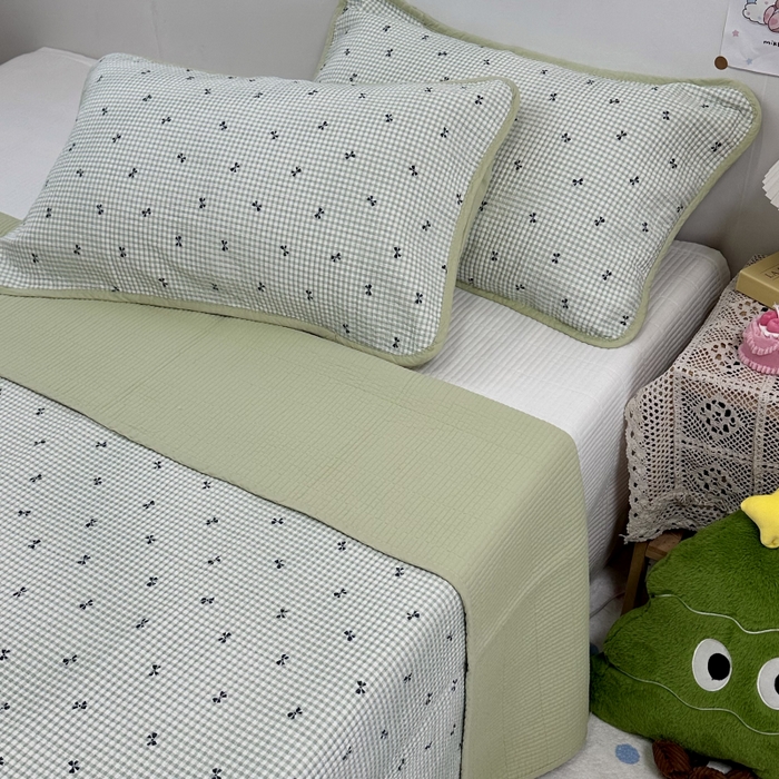 91家纺网 家纺一手货源 找家纺 慕晨 2025新款酵素砂洗双面全棉纯棉棉花单床盖 床盖单件-场景二 香榭丽