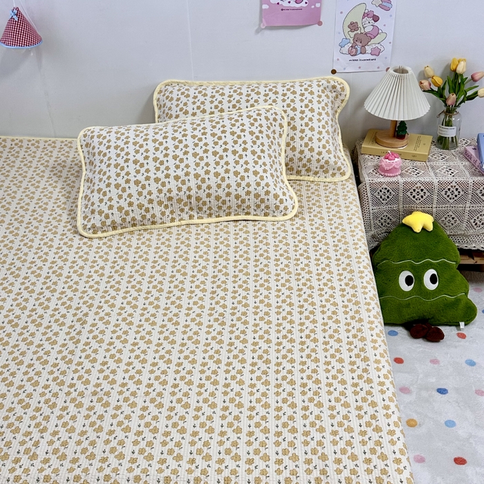 91家纺网 家纺一手货源 找家纺 慕晨 2025新款酵素砂洗双面全棉纯棉棉花单床盖 床盖单件-场景二 小黄花