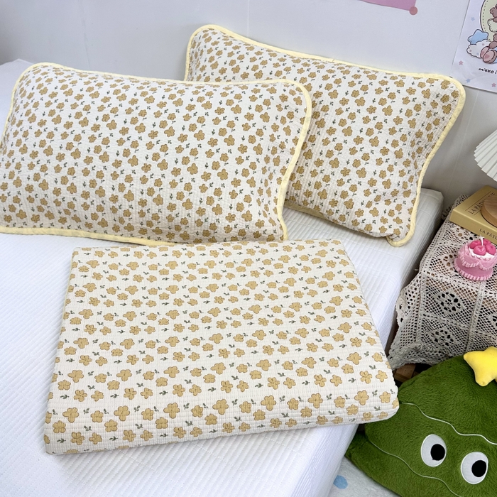 91家纺网 家纺一手货源 找家纺 慕晨 2025新款酵素砂洗双面全棉纯棉棉花单床盖 床盖单件-场景二 小黄花