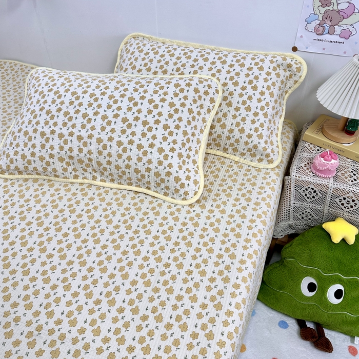 91家纺网 家纺一手货源 找家纺 慕晨 2025新款酵素砂洗双面全棉纯棉棉花单床盖 床盖单件-场景二 小黄花